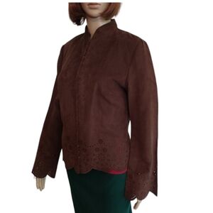 The Limited Lazer Cut Faux Suede Jacket